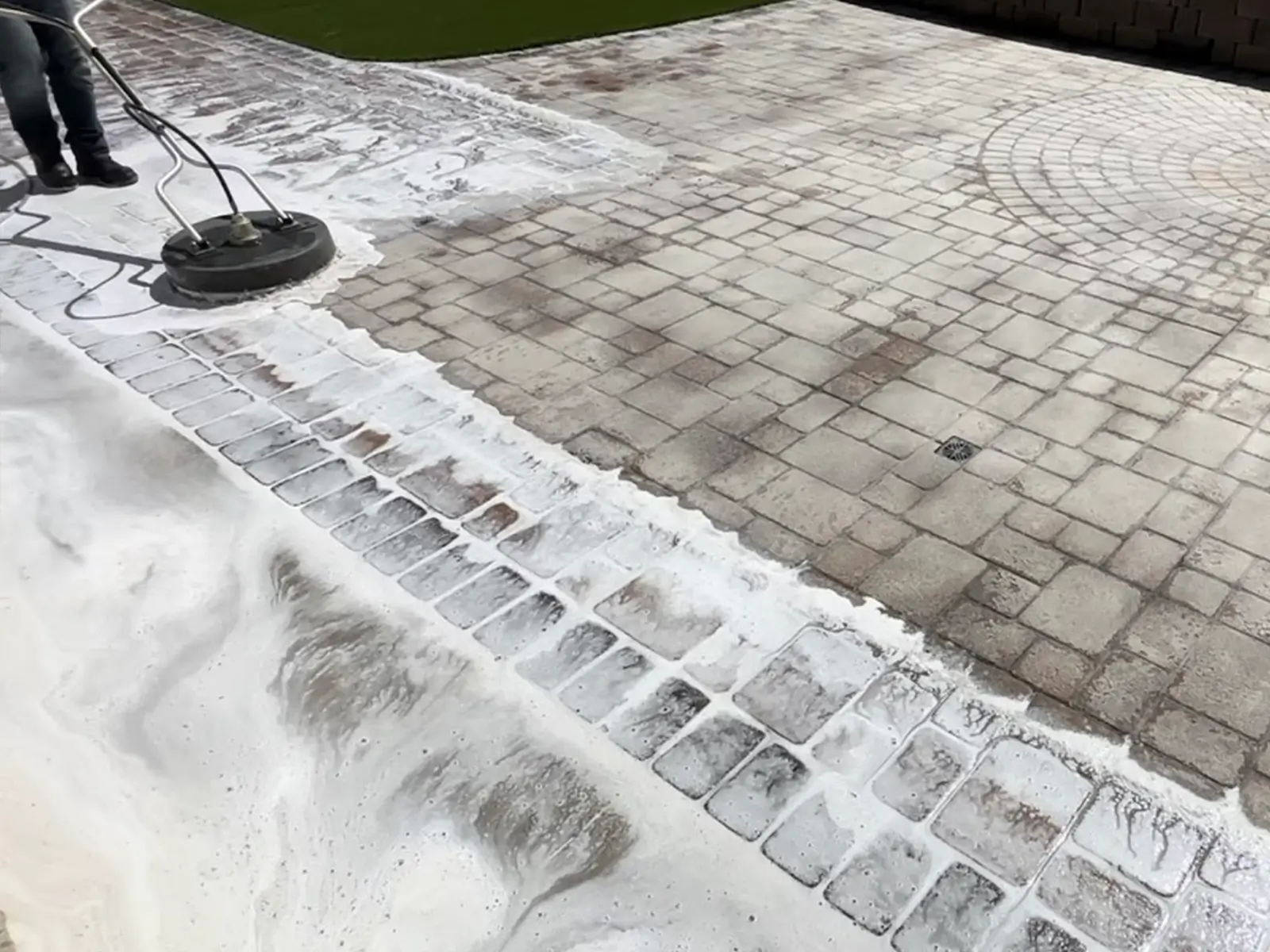 pavers getting cleaned